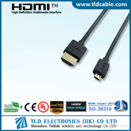 Black Color Slim Micro HDMI to HDMI Cable